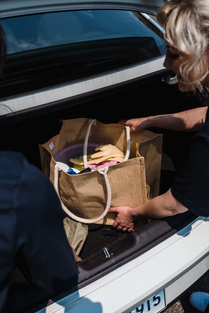 woman running errands shopping