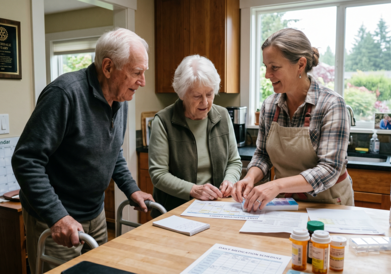 Elderly couple getting help in home