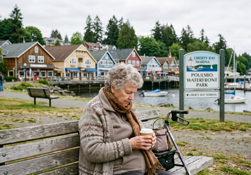Lonely elderly woman in poulsbo, Washington