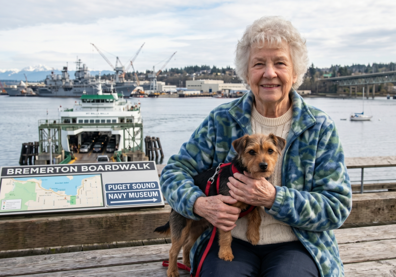 Elderly woman with dog in Bremerton